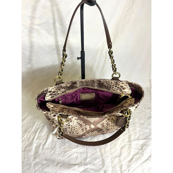 Coach Python-Print Tote – Chic Statement Bag with Gold Hardware - Picture 3 of 3
